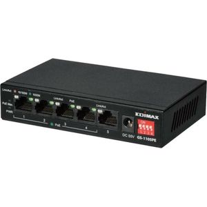Edimax - 5-Poorts Gigabit PoE+ Switch - Zwart - 4 PoE+ Poorten