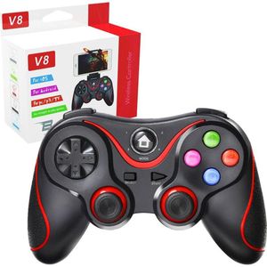 Techsuit - Wireless Controller (V8) - Bluetooth V4.0, 2.4G, 400mAh - Red, Controller, Rood