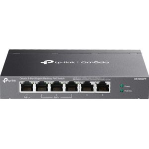 TP-Link Omada 6-Poorts Gigabit Desktop Switch Met 3-Poorts Poe En 1-Po (6 ports), Netwerkschakelaar, Zwart