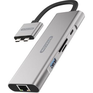 Sitecom CN-411 (USB C), Docking station + USB-hub, Zilver