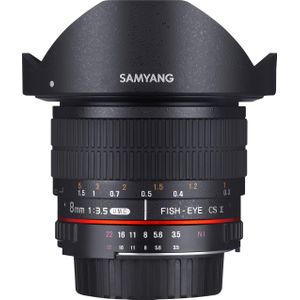 Samyang 8mm f/3.5 Asph IF MC Fisheye CSII DH, Canon EF (Canon EF-S, APS-C / DX), Objectief, Zwart