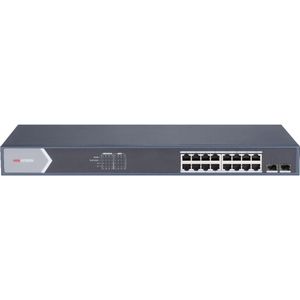 Hikvision DS-3E1518P-SI Netwerkschakelaar Managed Gigabit Ethernet (10/100/1000) Power over Ethernet (PoE) (16 Havens), Netwerkschakelaar, Zwart