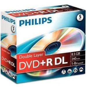 Philips 8710895992114 lege dvd 8,5 GB DVD+R DL 5 stuk(s)
