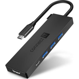 Connect IT CHU-8010-AN (USB A), Docking station + USB-hub, Zwart