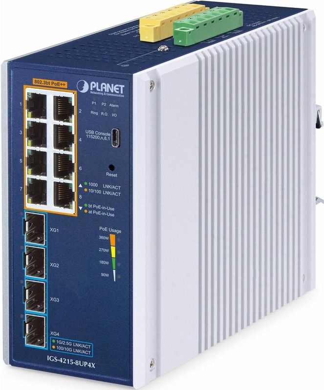 Planet - IP30 - Netwerkschakelaar - Blauw - 8-poorts - Industrieel