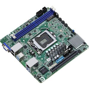 AsRock Moederbord E3C256D2I mini-ITX Socket 1200 Single (LGA 1200, Intel C256, Mini ITX), Moederbord