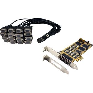Exsys 16S PCIe seriële RS-232 kaart met octopuskabel (SystemBase Chip Set), Controlekaart