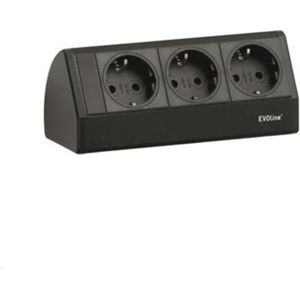 Evoline, Stekkerdoos, Dock klein 3-voudig stopcontact zonder klem, zwart (3 x)