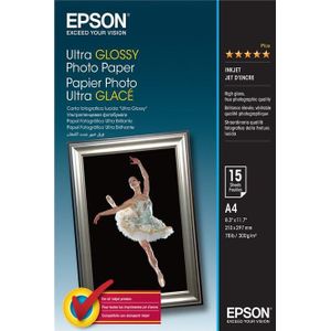 Epson Ultra Photo Glossy Paper, 15 vel (300 g/m², A4, 15 x), Fotopapier, Wit