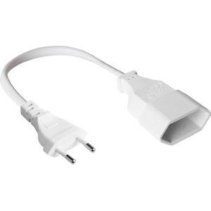 CEE - 7/16 Stroom Verlengkabel - Wit - 2x 0,75mm - 1 Meter