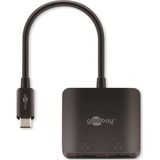 Goobay USB-C adapter naar 2x DisplayPort (DP, 12 cm), Data + Video Adapter, Zwart