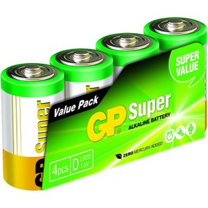 GP Batteries GP Super Alkaline 13A S4 - Batterij 4 x D - Alkaline (4 Pcs., D), Batterijen