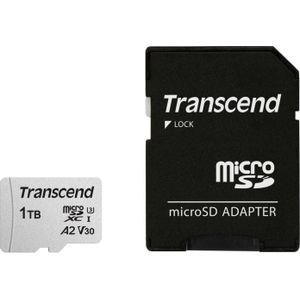 Transcend TS1TUSD300S-A microSD-kaart Retail 1 TB UHS-I, Class 10, v30 Video Speed Class, A1 Application Performance Cl