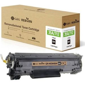 G&G, Toner, Toner vervangt HP, Canon 35A, 712 Compatibel Zwart 1500 pagina's Reborn rema (BK)