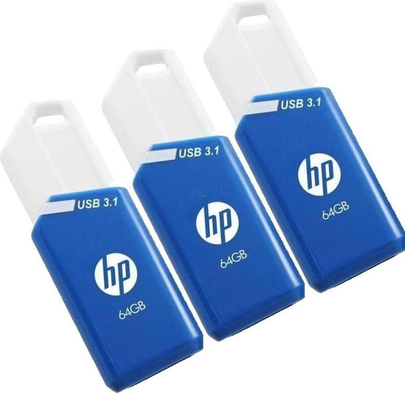 HP x755w USB Flash Drive - Triple Pack - Blauw/Wit - USB 3.1
