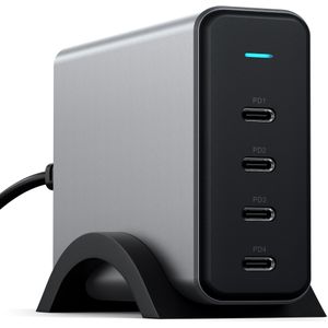 Satechi 4-poorts GaN lader (165 W, GaN-technologie), USB-lader, Grijs