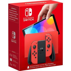 Nintendo Switch (OLED-Modell) - Mario Red Edition, Spelcomputer, Rood, Zwart