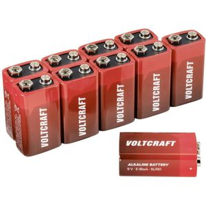 Voltcraft 6LR61 9 V blokbatterij alkaline mangaan 550 mAh 10 st. (10 Pcs., 9V, 550 mAh), Batterijen