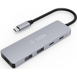 SIGN HUB USB-C to USB-A / USB-C / PD / HDMI (USB-C), Docking station + USB-hub