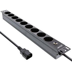 InLine - Stekkerdoos - 19 Inch - 9x CEE 7/3 - Aluminium - Overspanningsbeveiliging