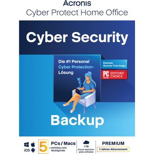 Acronis Cyber Protect Home Office Premium + 1 TB Acronis Cloud Storage [5 apparaten - 1 jaar] [Downloa voor Android & iOS & Mac OS & Windows