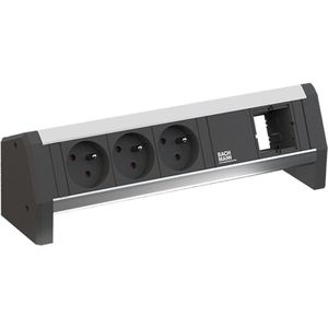 Bachmann - Bureau Stekkerdoos - Geanodiseerd Aluminium - 3 UTE-stopcontacten