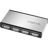 LogiLink - USB 2.0 Hub - Zilver - Aluminium Behuizing - 4 Poorten