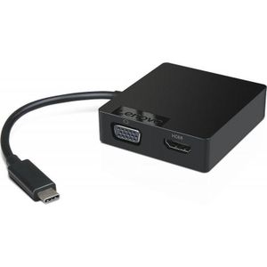 Lenovo 4X90M60789 Interfacehub USB 3.2 Gen 1 (3.1 Gen 1) Type-C Zwart (USB C), Docking station + USB-hub, Zwart