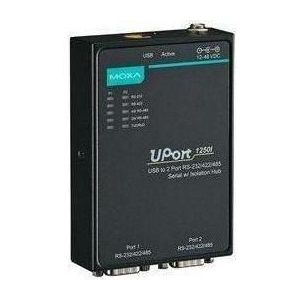 Moxa UPORT 1250I - USB naar seriële hub met 2 poorten RS-232422485 met 2 kV isolatie (USB-A, 2 ports), Docking station + USB-hub