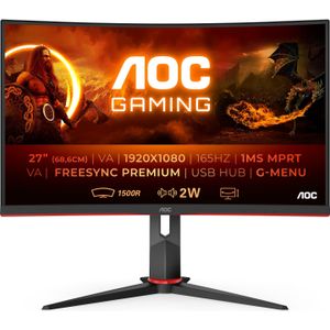 AOC C27G2U/BK (1920 x 1080 Pixels, 27"), Monitor, Zwart, Rood