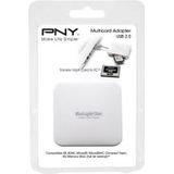 PNY Kaartlezer Alles in één (USB 2.0), Geheugenkaartlezer, Wit