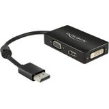 Delock DP naar (DVI, HDMI, VGA, 16 cm), Data + Video Adapter, Zwart