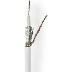 Nedis Antennekabel op rol RG58C/U 50 Ohm dubbel afgeschermd ECA 100,0 m Coax PVC witte rol, Antennekabel