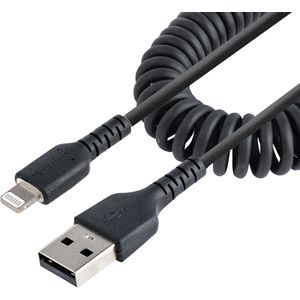 StarTech USB auf Lightning Kabel, Spiralkabel, MFi zertifiziert, Schnellladekabel für iPhone/iPad robuster (0.50 m, USB 2.0), USB-kabel