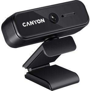 Canyon C2N 1080P full HD 2.0Mega fixed focus webcam with USB2.0 connector, 360 degree rotary view sc (2 Mpx), Webcam, Zwart