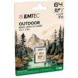 Emtec SD 64GB UHS-I U1 V10 Buiten (64 GB, SDHC, U1, UHS-I), Geheugenkaart