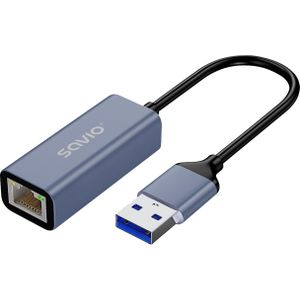 Savio - AK-83 - Netwerkadapter - Zwart - USB-A naar RJ-45 Gigabit Ethernet