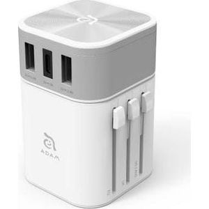 Adam Elements, Reisadapters, OMNIA T3 Wit Universele Reisadapter met USB-C en USB-A oplaadpoorten