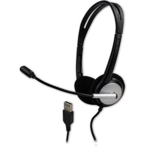 MCL Casque stéréo avec micro (Bedraad, USB-A), Kantoorheadset, Zwart, Zilver