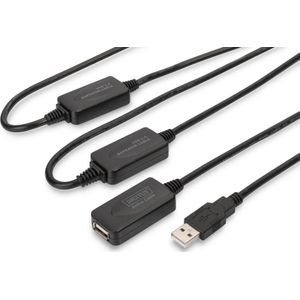 Digitus USB 2.0 Repeater kabel USB A male / A female lengte 25m (25 m, USB 2.0), USB-kabel