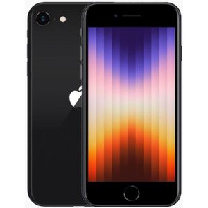 Forza Refurbished Apple iPhone SE 2022 (64 GB, Black, 4.70", 12 Mpx, eSIM, B / Zeer goed), Tweedehands mobiele telefoons, Zwart