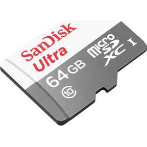 SANDISK Ultra Lite microSDXC (64 GB, microSDXC, U1, UHS-I), Geheugenkaart, Grijs, Wit
