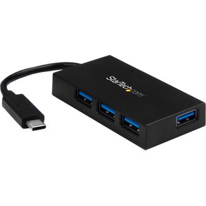 StarTech USB 3.0 HUB 4 POORTEN (USB C), Docking station + USB-hub, Zwart