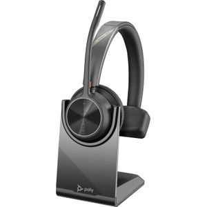 Poly HP VOYAGER 4310 Headset met oplaadhouder, Draadloos, Office/Call center, 122 g, Headset, Zwart (Draadloze, USB-A), Kantoorheadset, Zwart