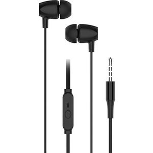 BlueStar Wired headphones Blue Star BLUE STAR wire earphones Jack 3,5 mm with microphone PA-E67 1,2 m black (Bedraad), Koptelefoon, Zwart