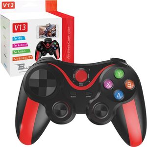 Techsuit - Wireless Controller (V13) - Bluetooth V4.0, 2.4G, 400mAh, Universal - Red, Controller, Rood