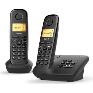 GIGASET A 170 A Duo Zwarte vaste telefoon - Antwoordapparaat - Verlicht display - 50 contacten