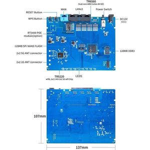 BPI WIFI6 ROUTER - Banana Pi -WIFI6 Router (inclusief printplaat, behuizing, ethernetkabel, antennes, Router
