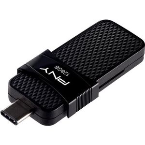 PNY DUAL-LINK OTG TYPE C 128GB (128 GB, USB A, USB 3.1), USB-stick, Zwart