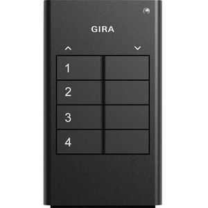 Gira RF Handzender 4f KNX Antraciet 512400 (Apparaat-specifieke afstandsbediening, Radiofrequentie (RF)), Afstandsbediening, Zwart